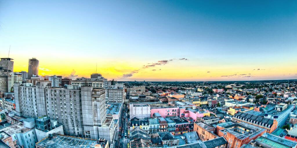 aerial photography of city buildings during yellow sunset