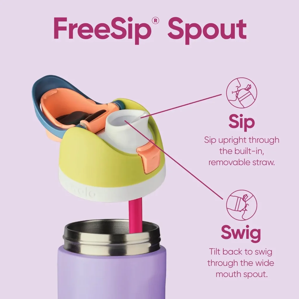 FreeSip Insulated Stainless Steel Water Bottle with Straw for Sports