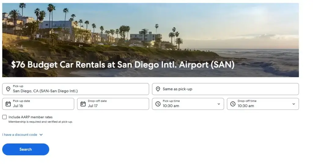 Budget Car Rentals at San Diego