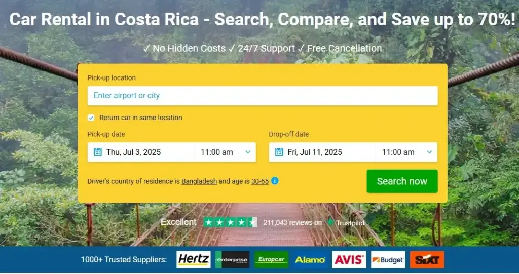 Car Rental in Costa Rica - Search