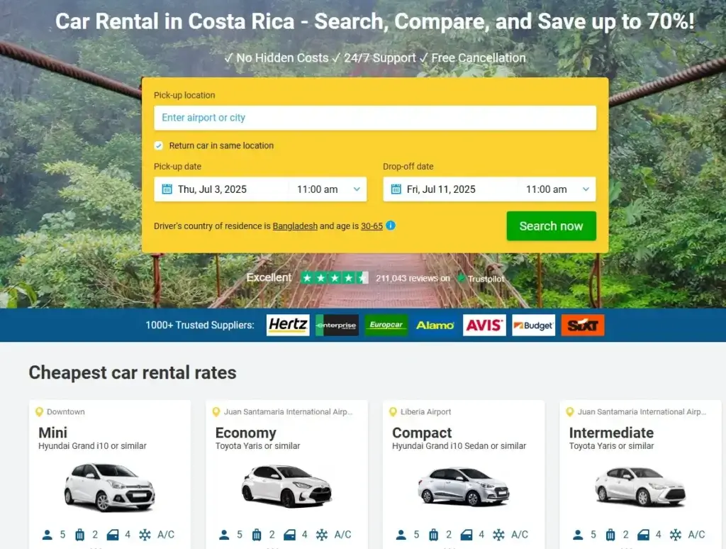 Car Rental in Costa Rica - Search, Compare