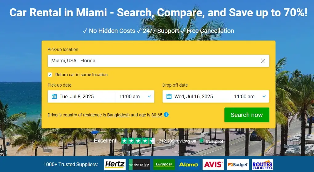 Car Rental in Miami discovercars