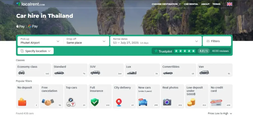 Car hire in Thailand localrent