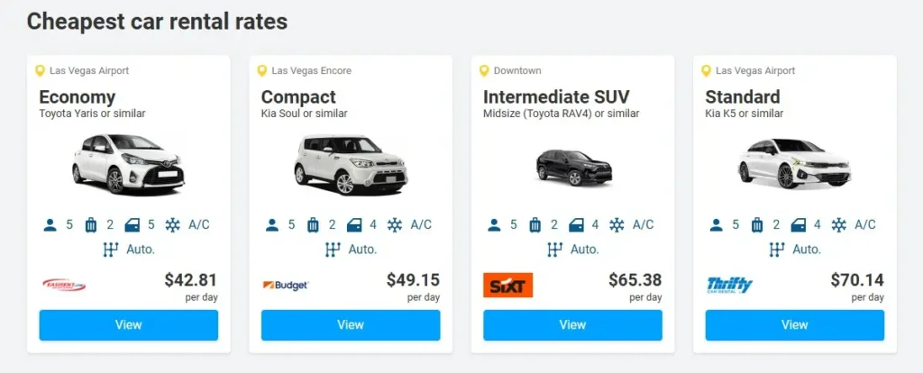 Cheapest car rental rate discovercars