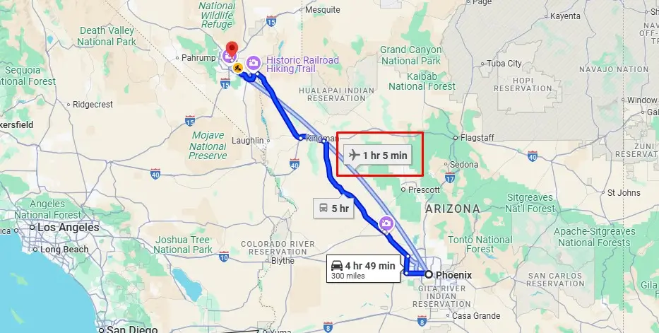 Flight Distance Between Phoenix and Las Vegas