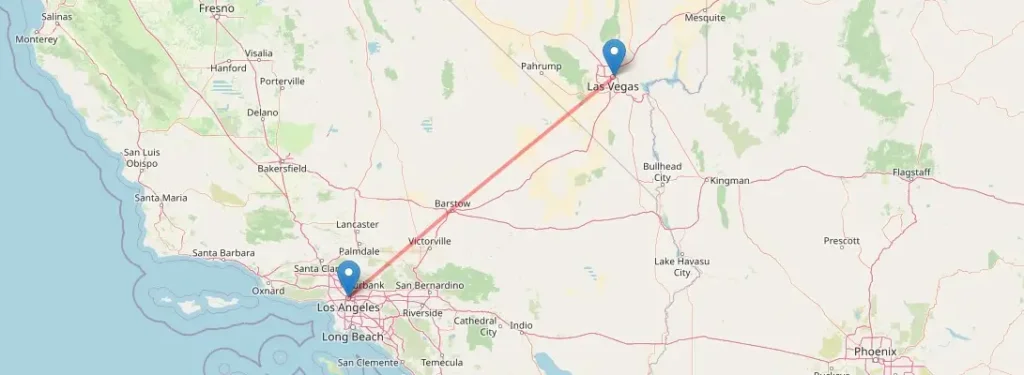 Las Vegas to Los Angeles Flight Route Map