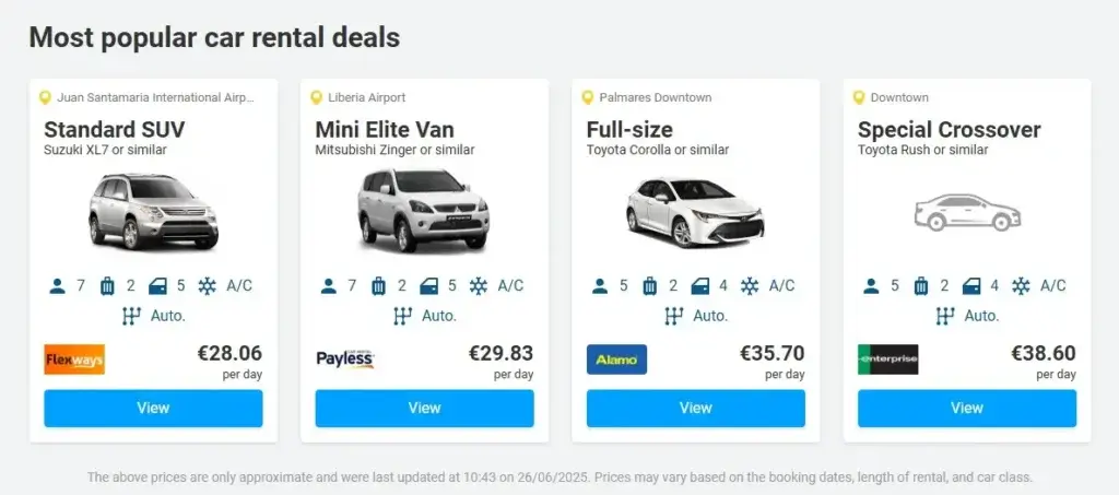 Most popular car rental deals