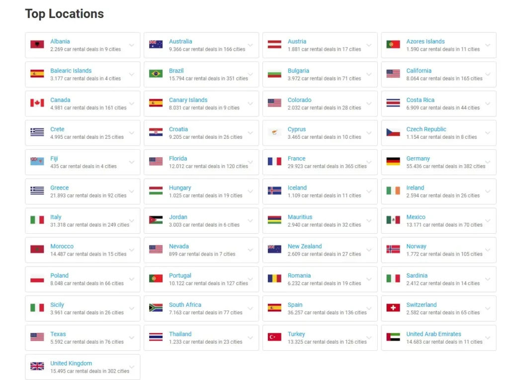 Top Locations Discovercars