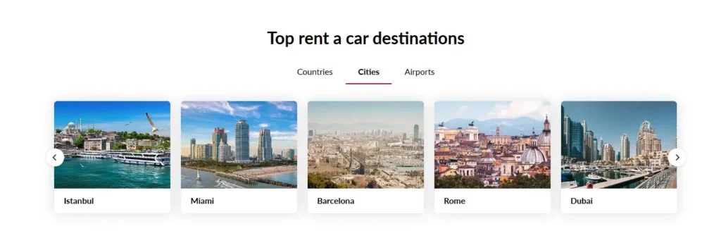 Top rent a car destinations cities