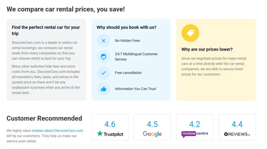 We compare car rental prices, you save! Discovercars